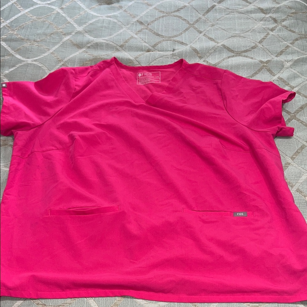 Women’s Figs Casma Three Pocket Scrub Top Hot Pink sz 4XL